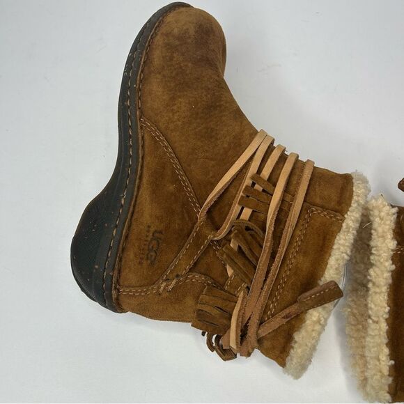 UGG Brown Winter Boots Suede Ankle Style - Picture 8 of 10